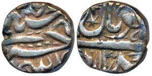 Shah Jahan Begum, Silver ½ Rupee, 4.48g, Bhopal Mint, RY 13, (KM Y13). Very Fine+, Rare.