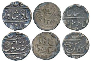 Ahalyabai Holkar, Silver Rupee (2),11.40g &11g,Malharnagar Mint, sun face and crescent as 