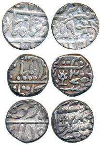 Madan Singh, Silver Rupee (3), Qila Shahabad Mint, in the name of Bahadur Shah II, RY 19, 