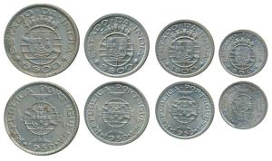 Goa, Colonial Issue, Cupro-Nickel 1, 3, 6, Escudos and 60 Centavos, 1958 & 1959. All Uncir