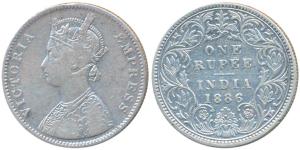Victoria Empress, Silver Rupee, 1886, Bombay Mint, A3 / I, B incuse, Unlisted in Pridmore.