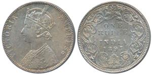 Victoria Empress, Silver Rupee, 1897, Bombay Mint, C2 / I / B incuse (Prid 183). Very Fine