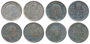 Edward VII, Silver ¼ Rupee (4), 1905, 1907 & 1908 (2). Fine to Very Fine. (4)