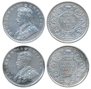 George V, Silver Rupee, 1911, Bombay Mint (Prid 217); 1922, Bombay Mint, (Prid 228). Very 
