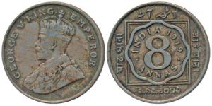 George V, Cupro-Nickel 8 Annas, 1919, Calcutta Mint, (Prid 870). Very Fine, Scarce.