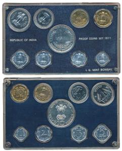 1971 Proof set, Food For All, set of 9, 1 Paisa to Rupees 10. In immaculate condition, wit