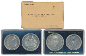 1973 Uncirculated Set, Grow More Food, set of 2, Rupees 10 and 20. In near immaculate cond