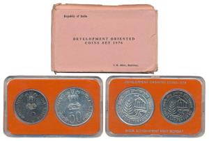 1978 Uncirculated Set, Food and Shelter For All, set of 2, Rupees 10 and 50. In near immac