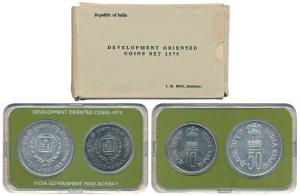 1979 Uncirculated Set, Happy Child Nation’s Pride, set of 2, Rupees 10 and 50. In near imm
