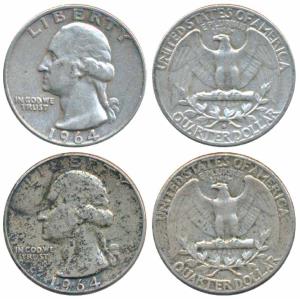 United States of America, Silver ¼ Dollar (2), each 6.24g, 1964. Very Fine+. (2)
