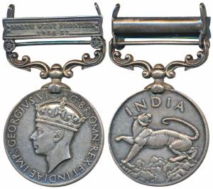 India General Service Medal, George VI, Silver, North West Frontier 1936-37 bar, awarded t