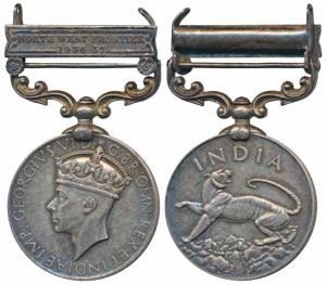 India General Service Medal, George VI, Silver, North West Frontier 1936-37 bar, awarded t