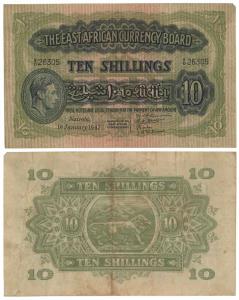 East African Currency Board, George VI, 10 Shilling, Nairobi, 1st January 1947, (KM 29). V