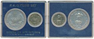 1970 Uncirculated Set, Food For All, set of 2, 20 Paise and Rupees 10. In immaculate condi