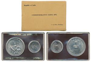 1972 Uncirculated Set, 25th Anniversary of Indian Independence, set of 2, 50 Paise and Rup