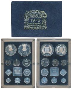1973 Proof Set, Grow More Food, set of 10, 1 Paisa to Rupees 20. In near immaculate condit