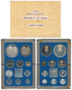 1975 Proof Set, Equality Development Peace, set of 10, 1 Paisa to Rupees 50. In immaculate