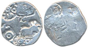 Archaic Punch-marked Coinage, attributed to Magadha Janapada, Silver Karshapana, 3.43g, G/