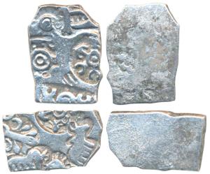 Archaic Punch Marked Coinage, Imperial Mauryan series, Silver Karshapana, 3.42g, obv. sun,