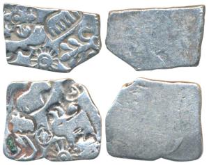 Archaic Punch Marked Coinage, Imperial Mauryan series, Silver Karshapana, 3.28g, obv. sun,