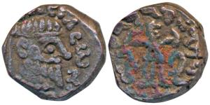 Indo-Parthian, Gondophares, Copper Drachm, 2.65g, obv. bust of the ruler facing right, rev
