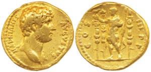 Roman Empire, Hadrian (117-138 AD), Gold Aureus, 7.05g, obv. bare head of the emperor with