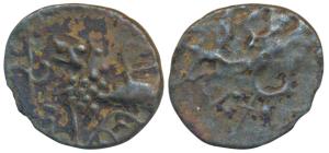 Satavahanas, Sri Satakarni (c. 1st century BC), Copper, 0.95g, Junnar-Lion type, obv. a li