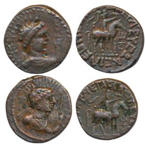 Kushanas, Soter Megas alias Wima Takto (80-100 A.D.), Copper Drachm (2), obv. bust of the 
