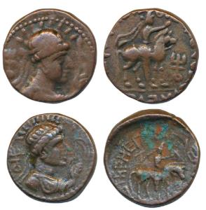 Kushanas, Soter Megas alias Wima Takto, Copper Drachm (2), obv. bust of the Kushan ruler t