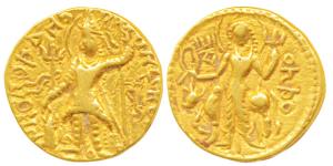 Kushanas, Vashishka (c. 245-266 AD), Gold Dinar, 7.78g, obv. king standing left, holding a
