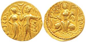 Guptas, Samudragupta, Gold Dinar, 7.67g, ‘King and Queen’ type, issued in memory of his pa