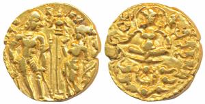 Guptas, Skandagupta (455-480 AD), Gold Dinara, 8.49 g, ‘King and Queen/Lakshmi’ type, obv.