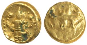 Vijayanagar Empire, Venkitapati Raya III (c. 1630-1641 AD), Gold Pagoda, 3.39g, obv. Tirup