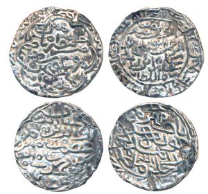 Ghiyath-al-din Azam, Silver Tanka, 10.64g & 10.13g, Hadrat Firuzabad Mint, Nasir amir al-m