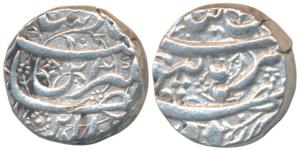 Jahangir, Silver Rupee, 11.42g, Burhanpur Mint, Din Panah type, fish as a mint mark in bet