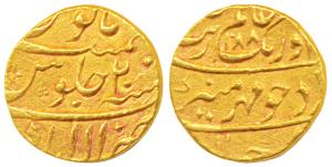 Aurangzeb (AH 1068-1118; 1656-1707 AD), Gold Mohur, 11.09g, Allahabad Mint, AH 1088/20 (KM