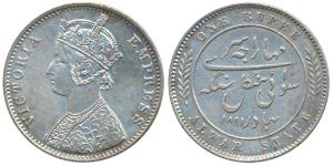 Mangal Singh (AH 1291-1310; 1874-1892 AD), Silver Rupee, with the name and portrait of Vic