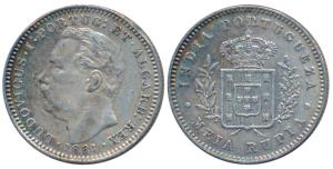 Goa, Luiz I (1861-1889 AD), Silver ½ or Meia Rupee, 1881 (KM 311). About Extremely Fine.