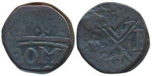 Copper 2 or Double Pice, 10.29g, obv. EIC bale mark, rev. BOMB written below crown, issue 
