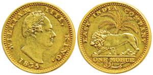 William IV, Proof Restrike Gold Mohur, 1835, Calcutta Mint, ‘F’ incused on truncation, rev