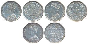 Victoria Empress, Silver 2 Annas (3), Calcutta Mint, 1900; 1901 (2) (Prid 514 & 515). Abou