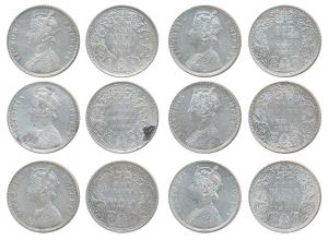 Victoria Empress, Silver Rupee (6), 1880 (2), 1882, 1889 (2) and 1891. Very Fine+ to Extre