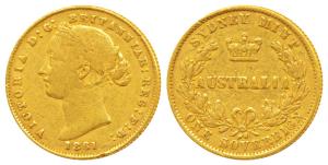 Australia, Victoria, Gold Sovereign, 8g, 1861, Laureate head, Sydney Mint, (KM 4). Fine+, 