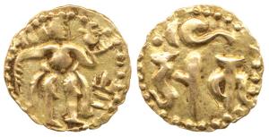 Ceylon, Shri Lankan Kings (10th century AD), Gold Fanam, 0.5g, Chola type, obv. king stand