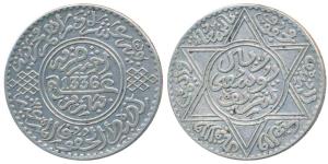 Morocco, Yusuf, Silver 10 Dirhams, Paris Mint, 24.9g, AH 1336 (KM Y33). Extremely Fine.