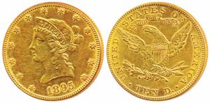 United States of America, Gold $10, 16.63g, 1895, obv. Liberty head, rev. Motto ‘IN GOD WE