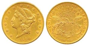 United States of America, Gold $20, 33.4g, 1900, obv. Liberty head, rev. motto above eagle