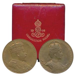 Edward VII Coronation Medal, Copper, 82.0g, obv. bust of the Emperor to right, rev. bust o
