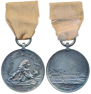 East India Company Medal For Seringapatam, White Metal, obv. the British Lion defeating th