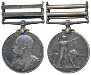 Africa General Service Medal, Edward VII, Silver, 2 bars, Jidballi bar and Somaliland 1902